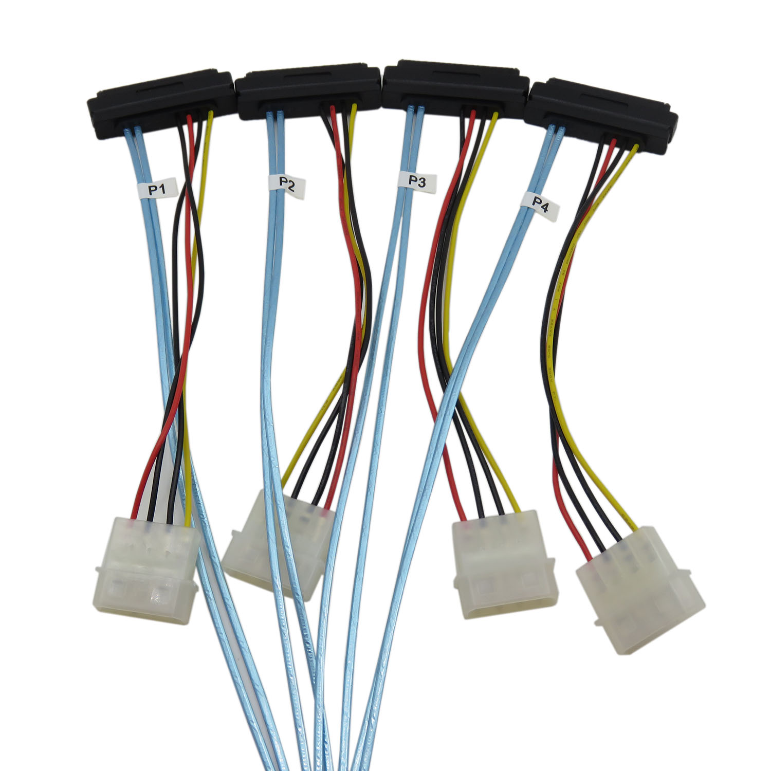 CABLEDECONN Mini SAS 36 SFF-8087 to (4) SFF-8482 Connectors with 4P Power Cable 1M H0407