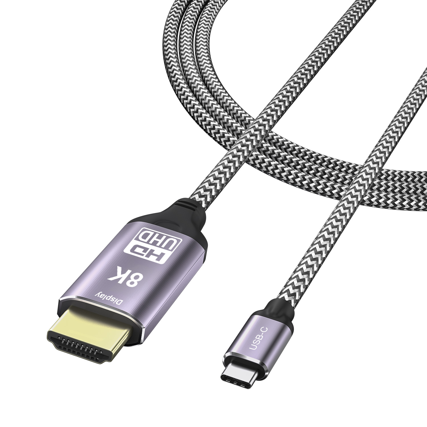 USB-C USB3.1 to HDMI 8K 1.8m 7680x4320 8K@30Hz 4K@120Hz UHD HDR High Speed 48Gbps Thunderbolt 3 Compatible for HDTVs Projectors and Monitors D0202-USB C 8K-CableDeconn