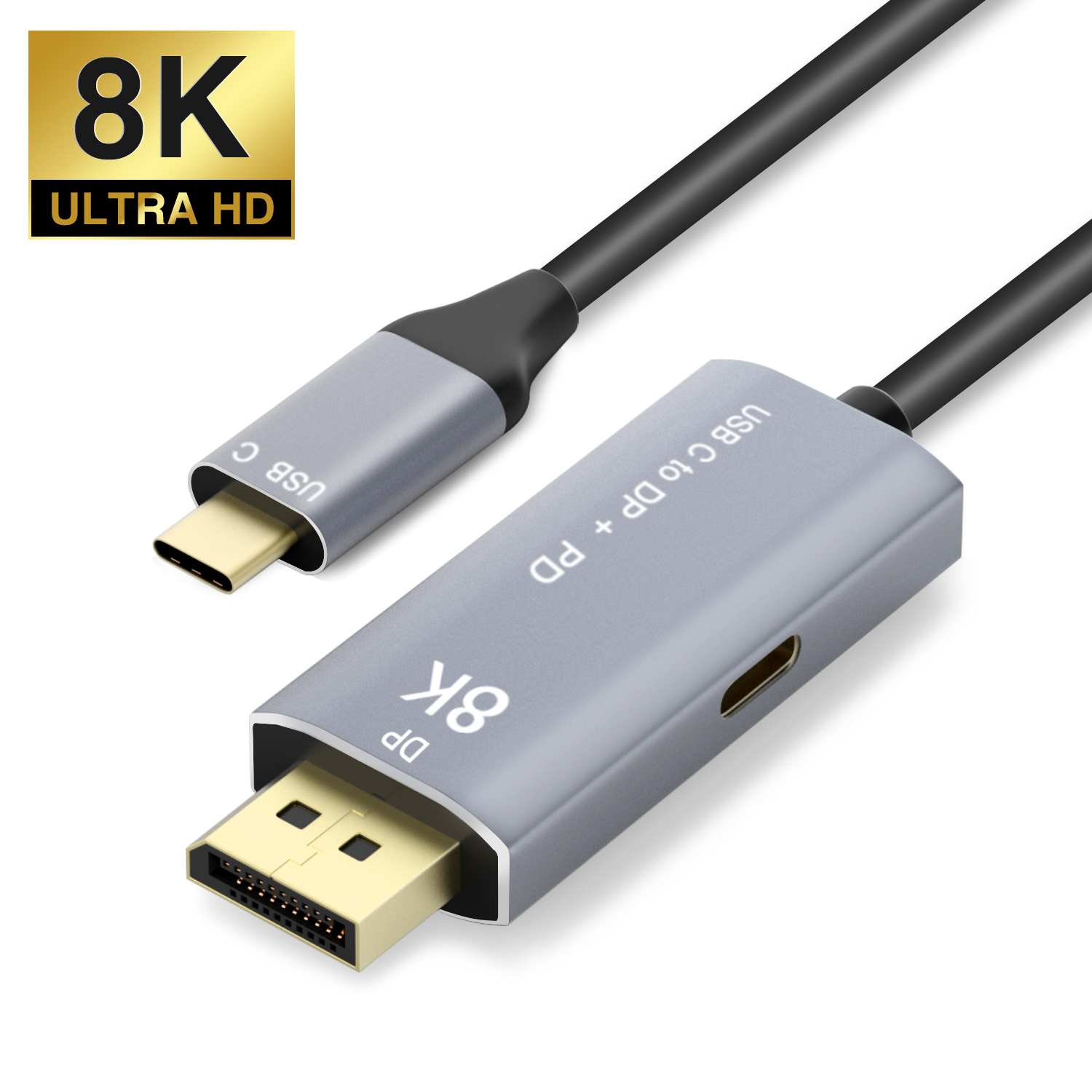 CABLEDECONN USB C to DisplayPort 1.4 8K 2M Cable with USB-C PD 8K@60Hz  4K@144Hz Converter Thunderbolt 3 to DisplayPort Adapter Compatible with New