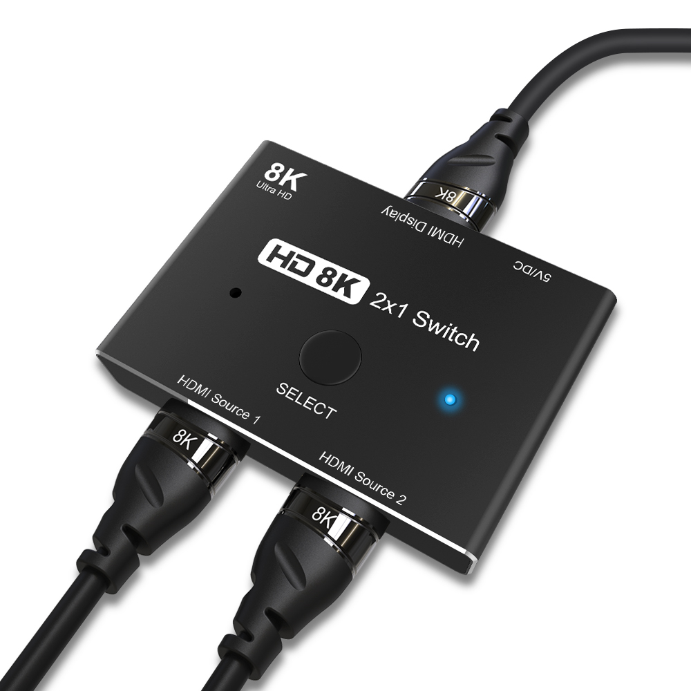 CABLEDECONN HDMI Ultra HD 8K High Speed 48Gbps Directional Switch Only 2in  1out 8K@60Hz 4K@120Hz Splitter Converter Compatible with Xbox PS5  Projectors Monitors D0206-HDMI 8K Cable-CableDeconn