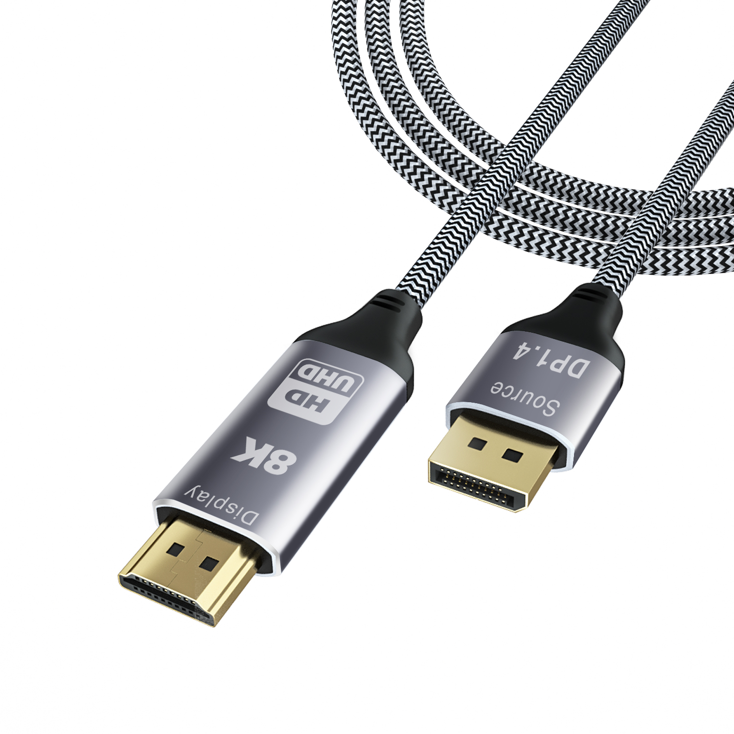 CableDeconn DisplayPort 1.4 to HDMI 8K Cable Converter 8K@30Hz 4K@120Hz Directional Compatible with DisplayPort PC and HDMI Displays F0206