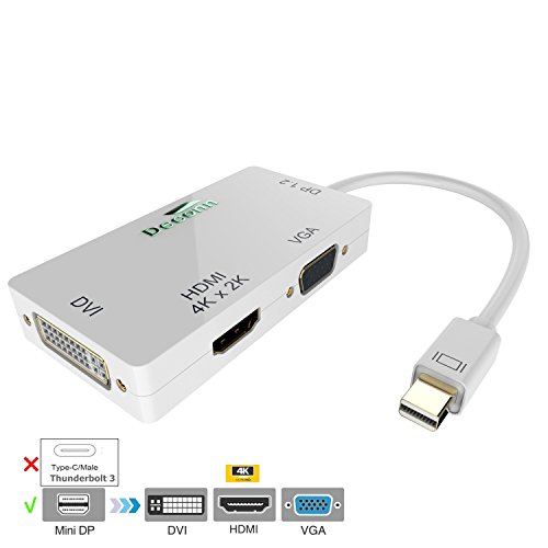 Cabling - CABLING® Adaptateur Mini DisplayPort vers HDMI / VGA / DVI, convertisseur vidéo 3 en 1, PC + MAC
