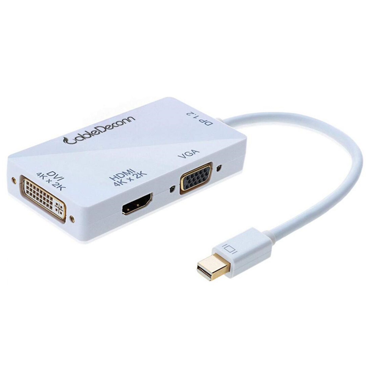 CABLEDECONN Multi-Function Displayport Dp to HDMI/DVI/VGA Male to Female  3-in-1 Adapter Converter Cable