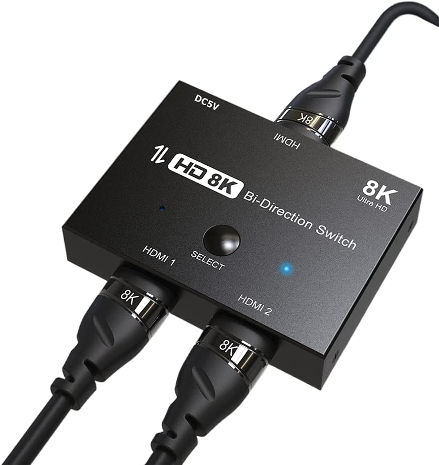 CABLEDECONN HDMI 2.1 Ultra 8K HD Bi-Directional Switch 8K@60Hz 4K@120Hz 1in  2out 2in 1out High Speed 48Gbps Splitter(Singal Display) Converter with