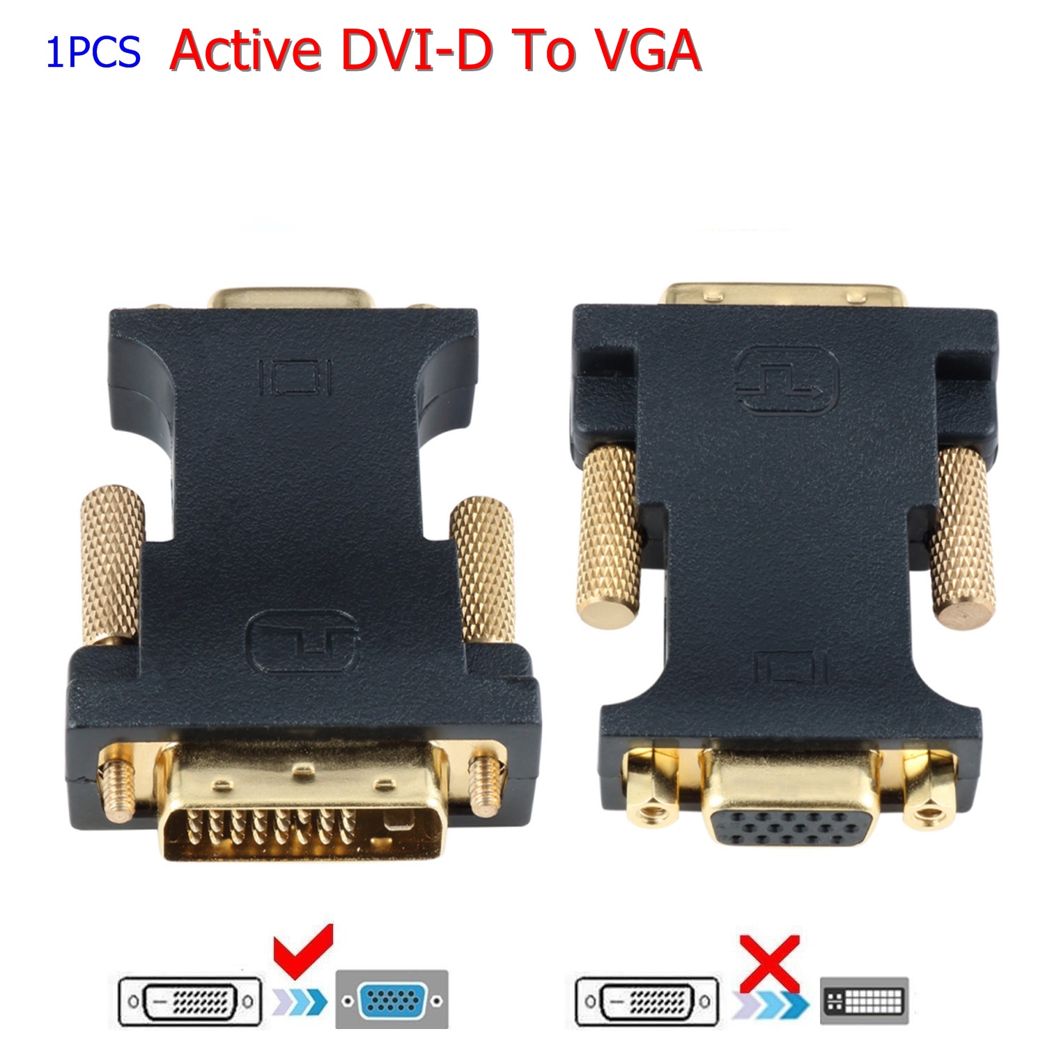 CableDeconn DVI VGA Adapter, Active DVI-D 24+1 to VGA Link Video Adapter Cable Converter for PC DVD Monitor HDTV (E0401)