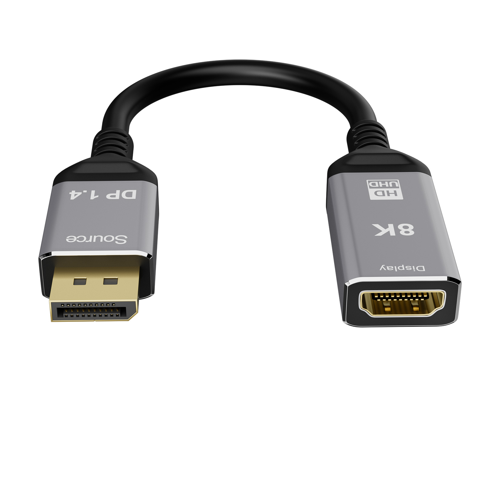 CableDeconn DisplayPort 1.4 to HDMI 2.1 Ultra HD 8K Male to Female Cable  0.25m Converter 8K@60Hz 4K@120Hz Directional Compatible with DisplayPort PC