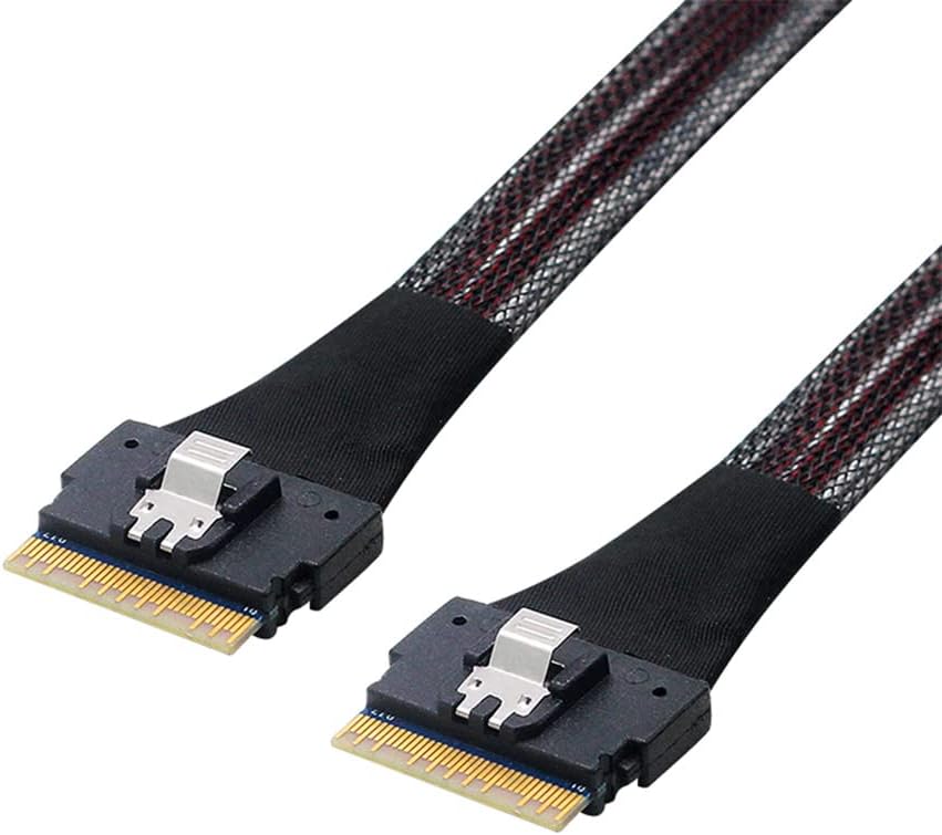 CABLEDECONN PCI-E Slimline SAS 4.0 SFF-8654 8i 74pin Host to SFF-8654 74Pin Slim SAS Target Cable 50cm 