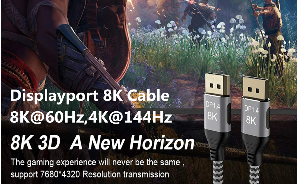 CableDeconn DisplayPort 1.4 to HDMI 2.1 Ultra HD 8K Male to Female Cable  0.25m Converter 8K@60Hz 4K@120Hz Directional Compatible with DisplayPort PC  and HDMI Displays Tvs A0101-Diplayport 1.4 8K-CableDeconn